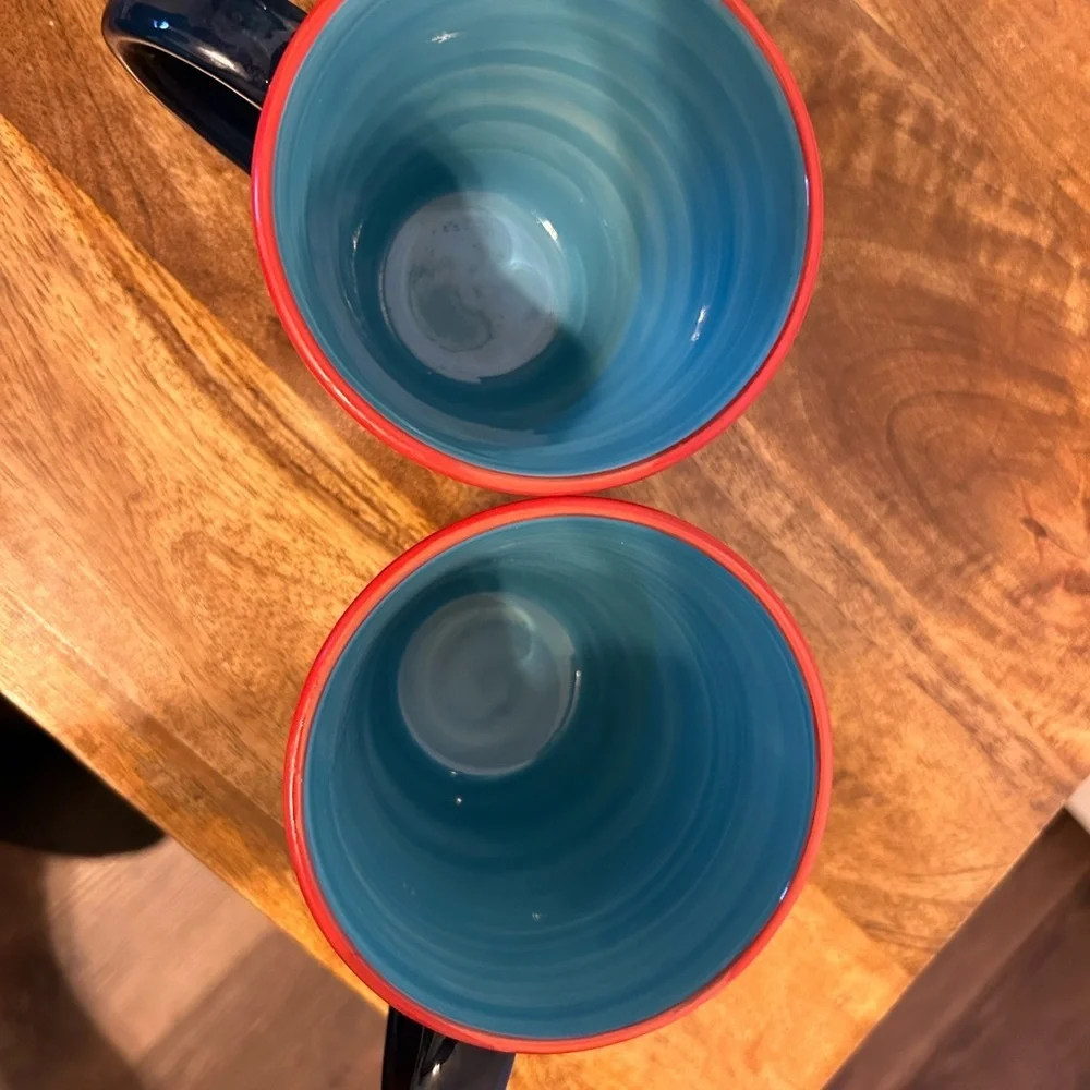 2 Euro Ceramica Coffee Cups, Colorful Mugs.